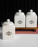 Load image into Gallery viewer, Florentina Embossed Set of Three Canister Set for Sugar, Tea and Coffee