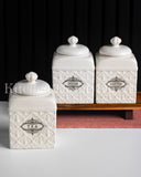 Load image into Gallery viewer, Florentina Embossed Set of Three Canister Set for Sugar, Tea and Coffee