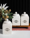 Load image into Gallery viewer, Florentina Embossed Set of Three Canister Set for Sugar, Tea and Coffee