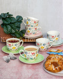 Load image into Gallery viewer, 15% Off-Elegant European Inspired Botanical Floral 12-Piece Teacup &amp; Saucer Set