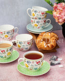 Load image into Gallery viewer, Elegant European Inspired Botanical Floral 12-Piece Teacup &amp; Saucer Set