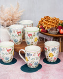 Load image into Gallery viewer, European inspired Botanical Garden Floral Collection Set of 6 Mugs