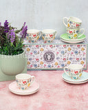 Load image into Gallery viewer, 15% Off- European Inspired Botanical Garden Floral Collection 12-Piece Espresso Set