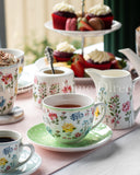 Load image into Gallery viewer, Elegant European Inspired Botanical Floral 12-Piece Teacup &amp; Saucer Set