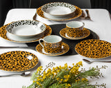 Load image into Gallery viewer, Leopard Edition 20-Piece Dinner Set in Honey Gold and Black