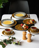 Load image into Gallery viewer, 15% Off Sale - Leopard Edition 20-Piece Dinner Set in Honey Gold and Black