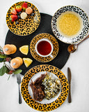 Load image into Gallery viewer, 15% Off Sale - Leopard Edition 20-Piece Dinner Set in Honey Gold and Black