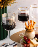 Load image into Gallery viewer, Art Deco Rainbow Embossed Clear Wine Glasses Set Of 4 with Gold Rim