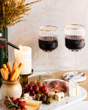 Load image into Gallery viewer, Art Deco Rainbow Embossed Clear Wine Glasses Set Of 4 with Gold Rim