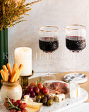 Load image into Gallery viewer, Art Deco Rainbow Embossed Clear Wine Glasses Set Of 4 with Gold Rim