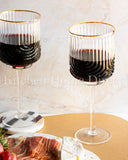 Load image into Gallery viewer, Art Deco Rainbow Embossed Clear Wine Glasses Set Of 4 with Gold Rim