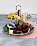 Load image into Gallery viewer, Elevate Your Dessert Display: Luxurious La Medusa Black &amp; Silver 2-Tier Cake Stand