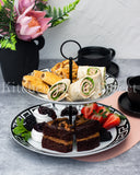 Load image into Gallery viewer, Elevate Your Dessert Display: Luxurious La Medusa Black &amp; Silver 2-Tier Cake Stand