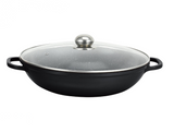 Load image into Gallery viewer, Florence Cookware Non-Stick Black Wok 32cm 5L with Marble Interior and Glass Lid.