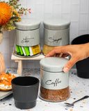 Load image into Gallery viewer, Modern Style Glass Storage Canisters Coffee, Tea and Sugar- Light Grey