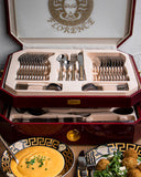 Load image into Gallery viewer, La Medusa Style 18/10 72Pcs Stainless Gold Cutlery Set in Wooden Display Case