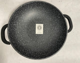 Load image into Gallery viewer, Florence Cookware Non-Stick Black Wok 32cm 5L with Marble Interior and Glass Lid.