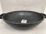 Load image into Gallery viewer, Florence Cookware Non-Stick Black Wok 32cm 5L with Marble Interior and Glass Lid.