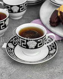 Load image into Gallery viewer, Elegant La Medusa Black &amp; Silver Luxe 12pc Universal Cup and Saucer Set 160ml