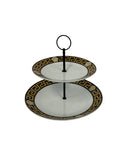 Load image into Gallery viewer, Opulent Dessert Stand: The House of Florence- Medusa Black and Gold 2-Tier Cake Stand