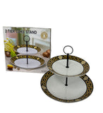 Load image into Gallery viewer, Opulent Dessert Stand: The House of Florence- Medusa Black and Gold 2-Tier Cake Stand