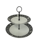 Load image into Gallery viewer, Elevate Your Dessert Display: Luxurious La Medusa Black &amp; Silver 2-Tier Cake Stand