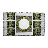 Load image into Gallery viewer, Leopard Edition 12-Piece Espresso Cup &amp; Saucer Set Olive Green and Black