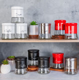 Load image into Gallery viewer, Modern Style Glass Storage Canisters Coffee, Tea and Sugar- Black